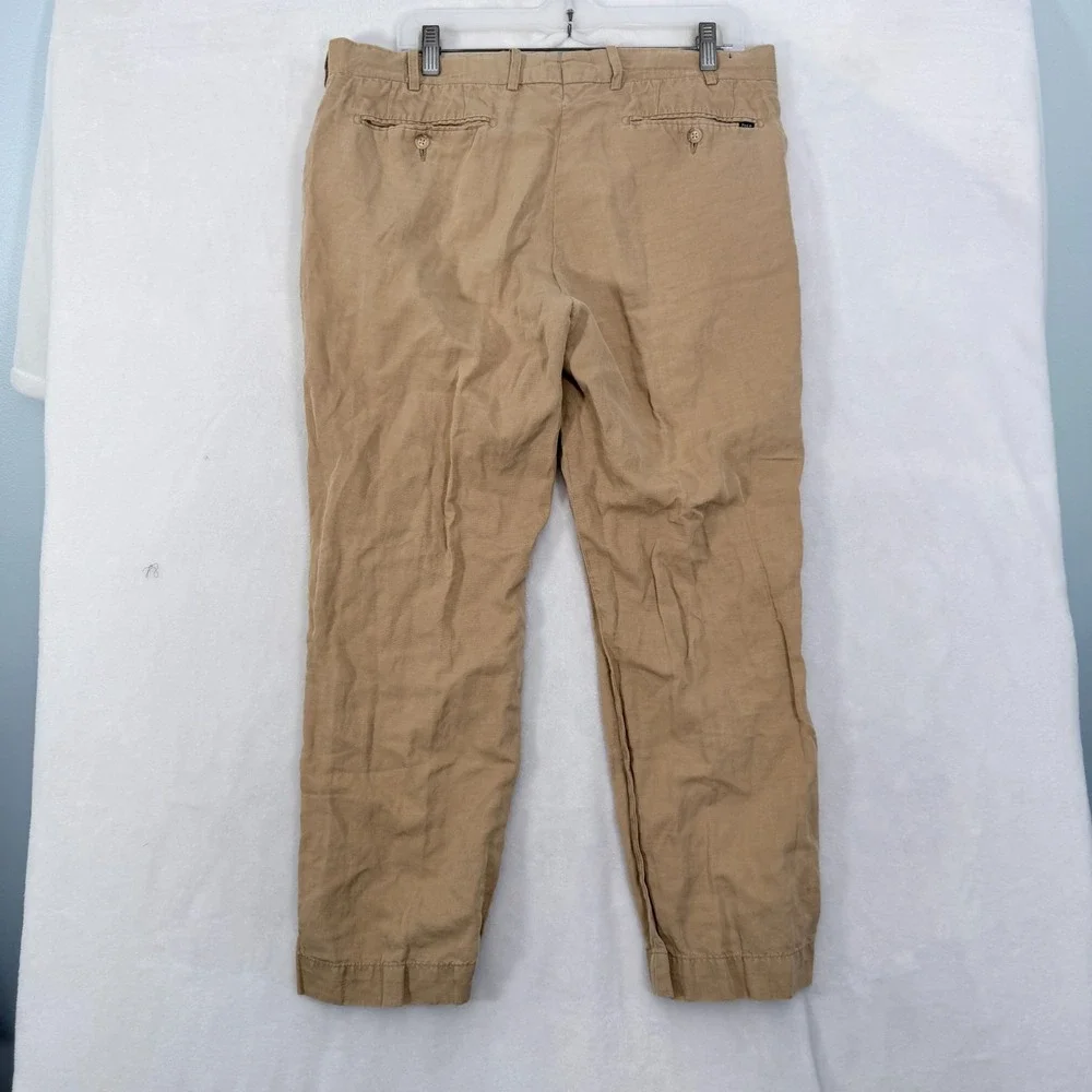 Polo Ralph Lauren Chino Pants Mens 34x30 (34x27) Beige Linen Silk Classic Fit